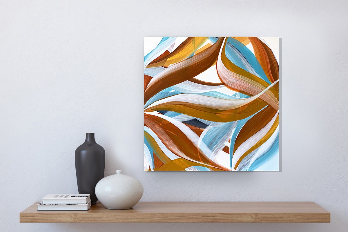 Ocher And Sky Blue Shades By Tatiana Malinovscaia, 16 X 16, Artwork For Sale On Artfinder