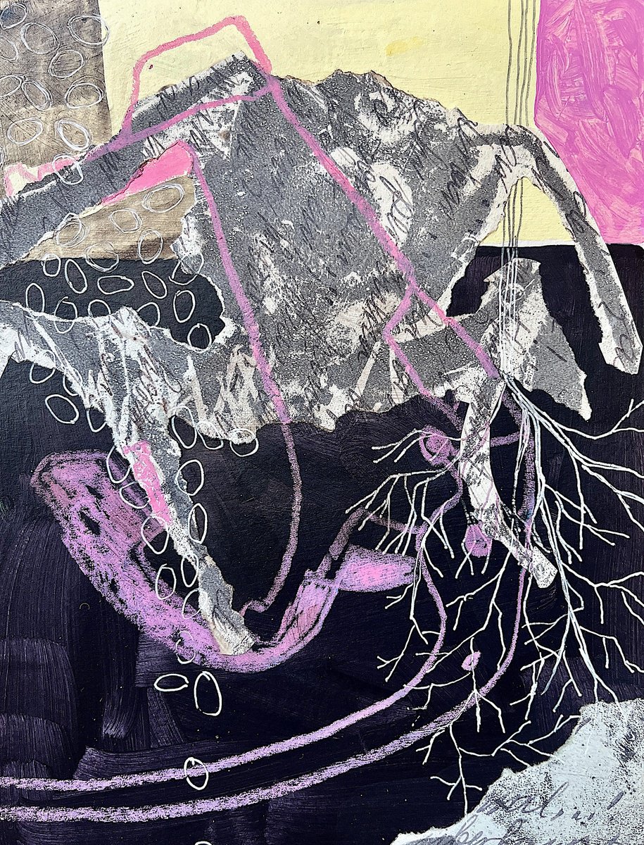 Graphic Animal Acrylic Painting By Marita Tobner, 6 X 8", Es Summte Unaufhorlich, Original Artwork