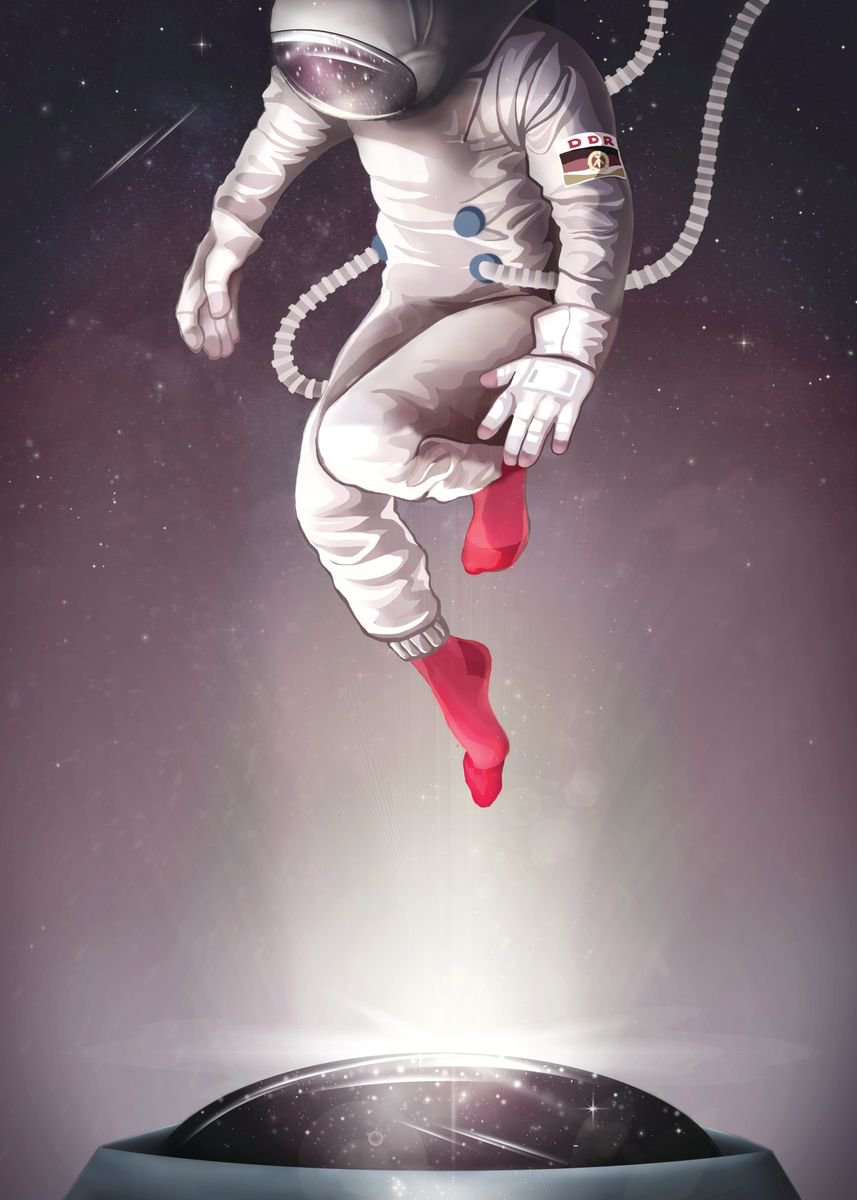 ’Socks in Space. Sigmund Jahn story’ digital art 70x50 by Daria Bidzinska