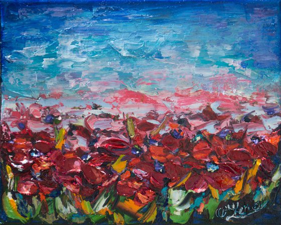 "Poppy Fields" (with Palette Knife) 8X10
