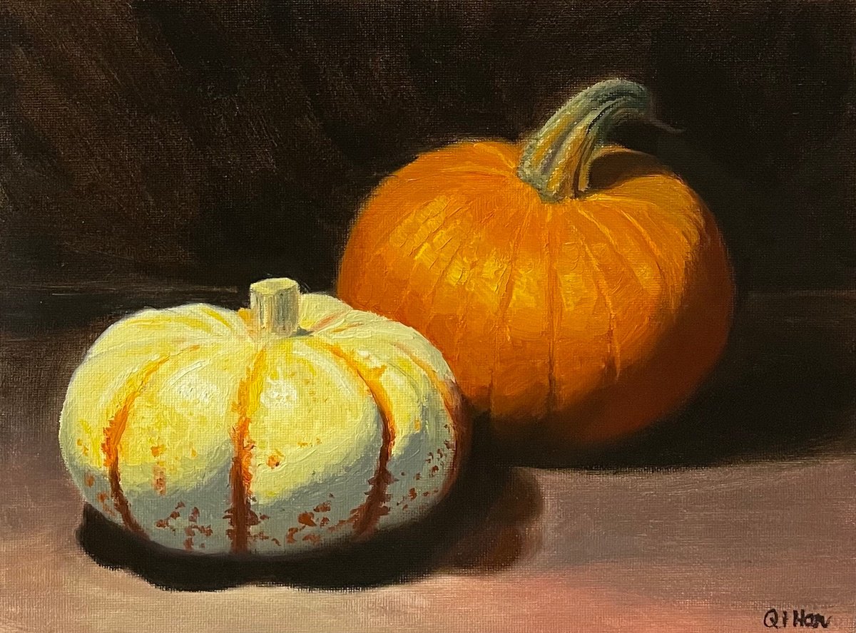 Photorealistic Still Life Oil Painting By Qi Han, 12 X 9", Autumn