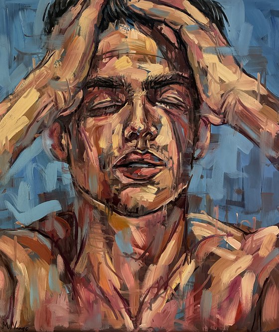 Male portrait young man gay painting