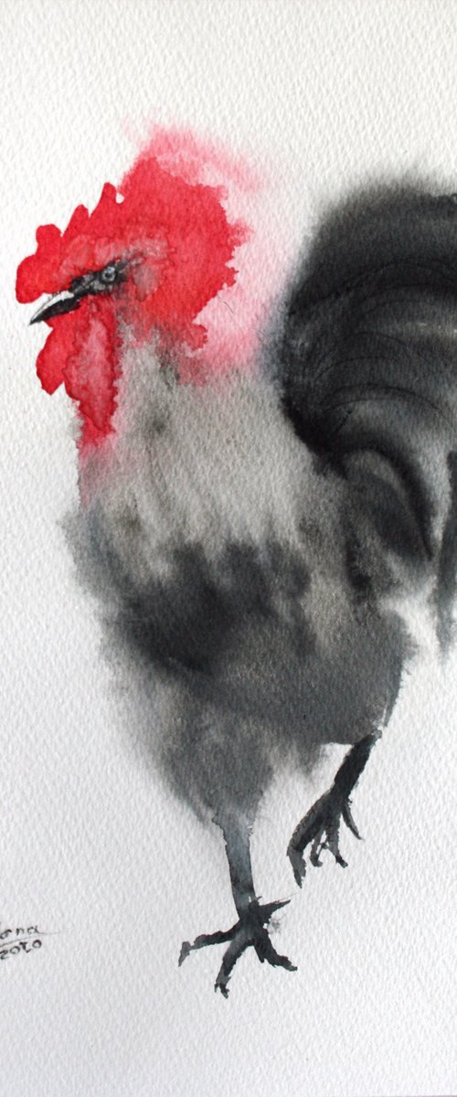 Rooster II - Pet portrait /  ORIGINAL PAINTING by Salana Art