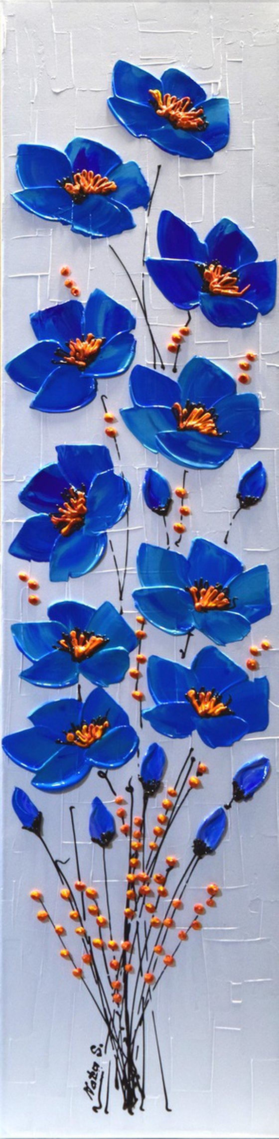 Blue Poppy - Original Textured Flowers
