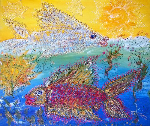 2 psychedelic tropical fish (19,5'' x 23,5'') by Tetiana Chebrova