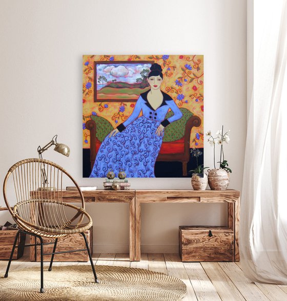 Woman with Azure Gown