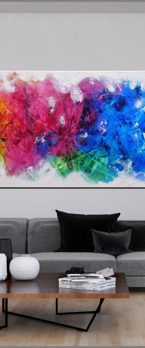 Inked Colour Pop 240cm x 100cm Colourfull Textured Abstract Art by Franko