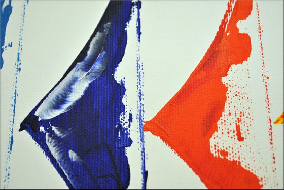 Race in Town - Abstract- Colourfull Sailboat Painting- Large Acrylic Art Canvas Wart Art Ready to hang