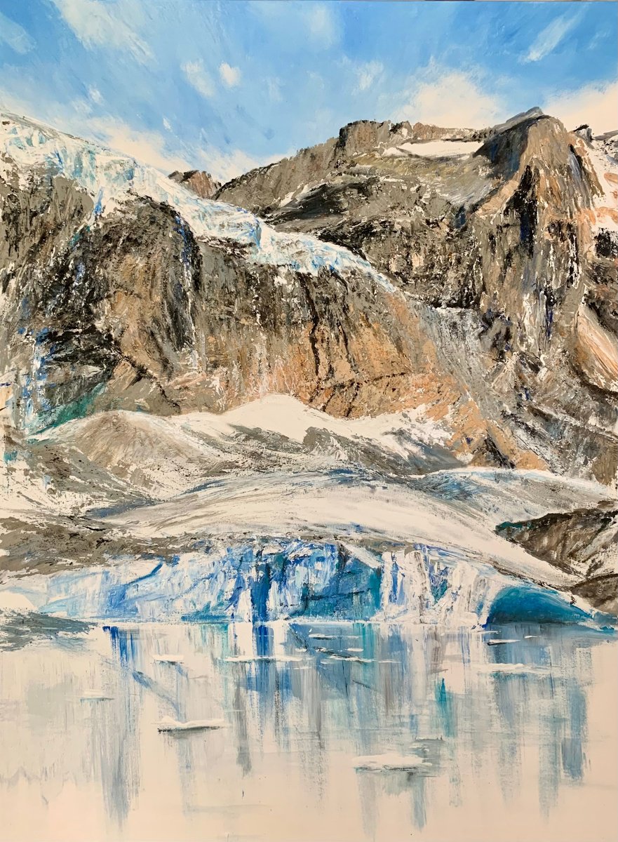 Impressionistic Landscape Painting By Gianfranco Combi, 24 X 31, Ghiaccio Lombardo, Original Artwork