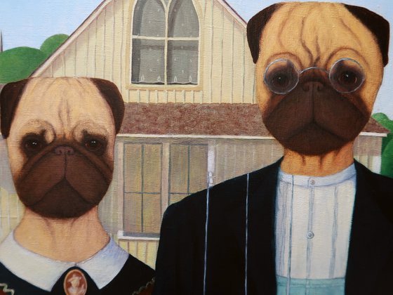 Pugmerican Gothic (inspired by Grant Wood)