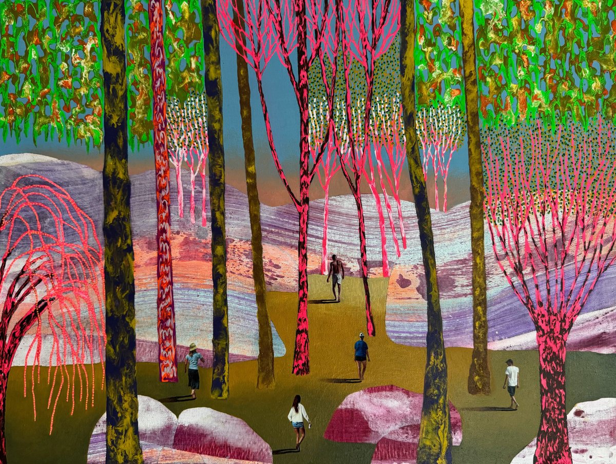 Surrealistic Landscape Painting By Stefano Pallara, 24 X 18", A Higher Order N.15, Original Artwork