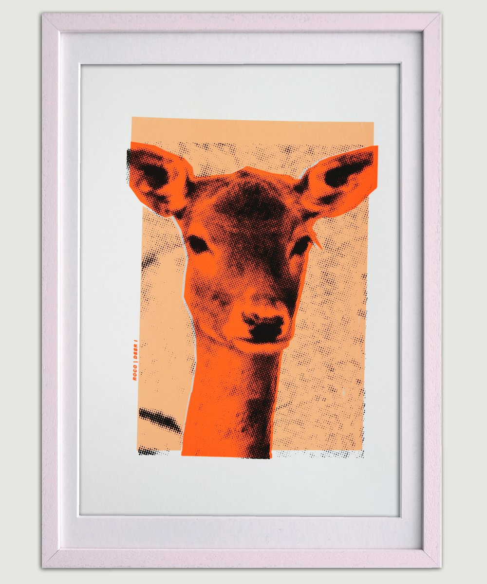 Deer 2 - Pop Art Screen print - 36x27 cm - Neon Orange - €99 by ROCO Studio