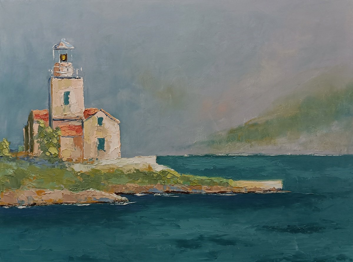 Lighthouse Sucuraj on island Hvar in Croatia. Adriatic sea by Marinko S?aric