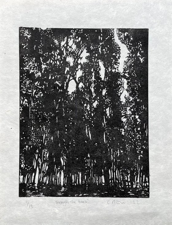 Through the Trees Linocut Print