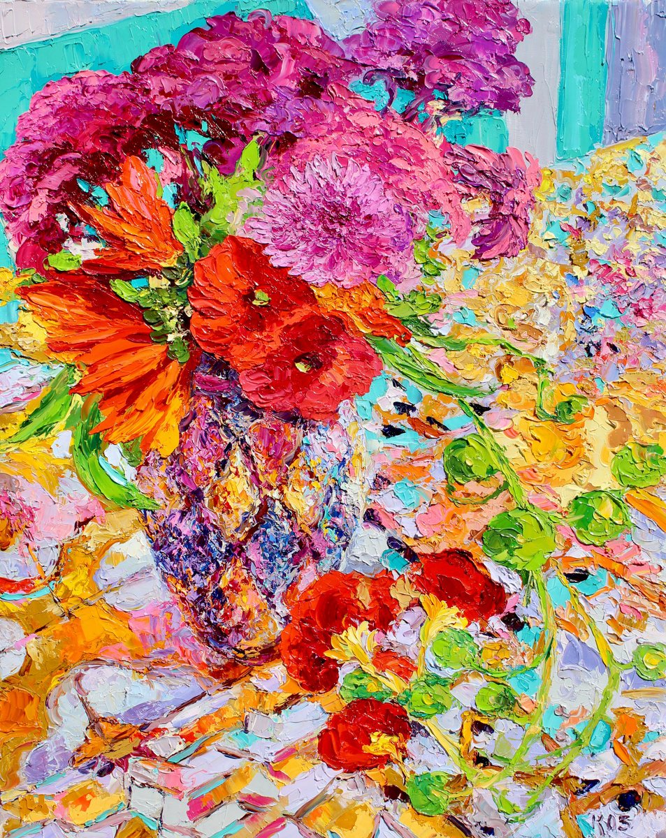 Impressionistic Botanical Oil Painting By Kristen Olson Stone, 24 X 30", Scent Of Spring, Original Artwork