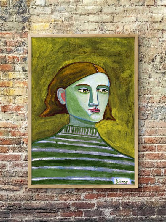 Lady with Striped Sweater