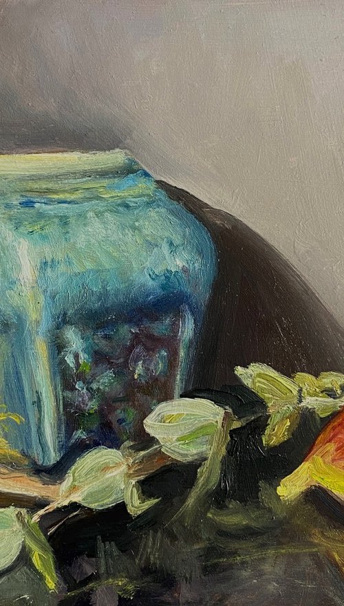 Turquoise pot & fig. by Jackie Smith