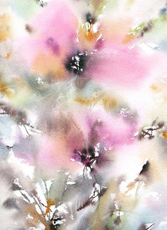 Pastel color floral painting Flower secret