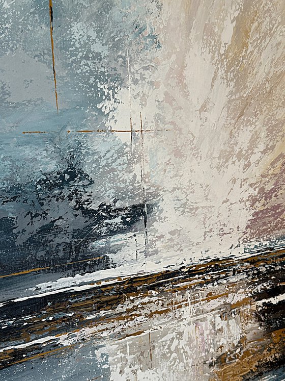 Radiant Divide – Blue Pink Abstract Landscape