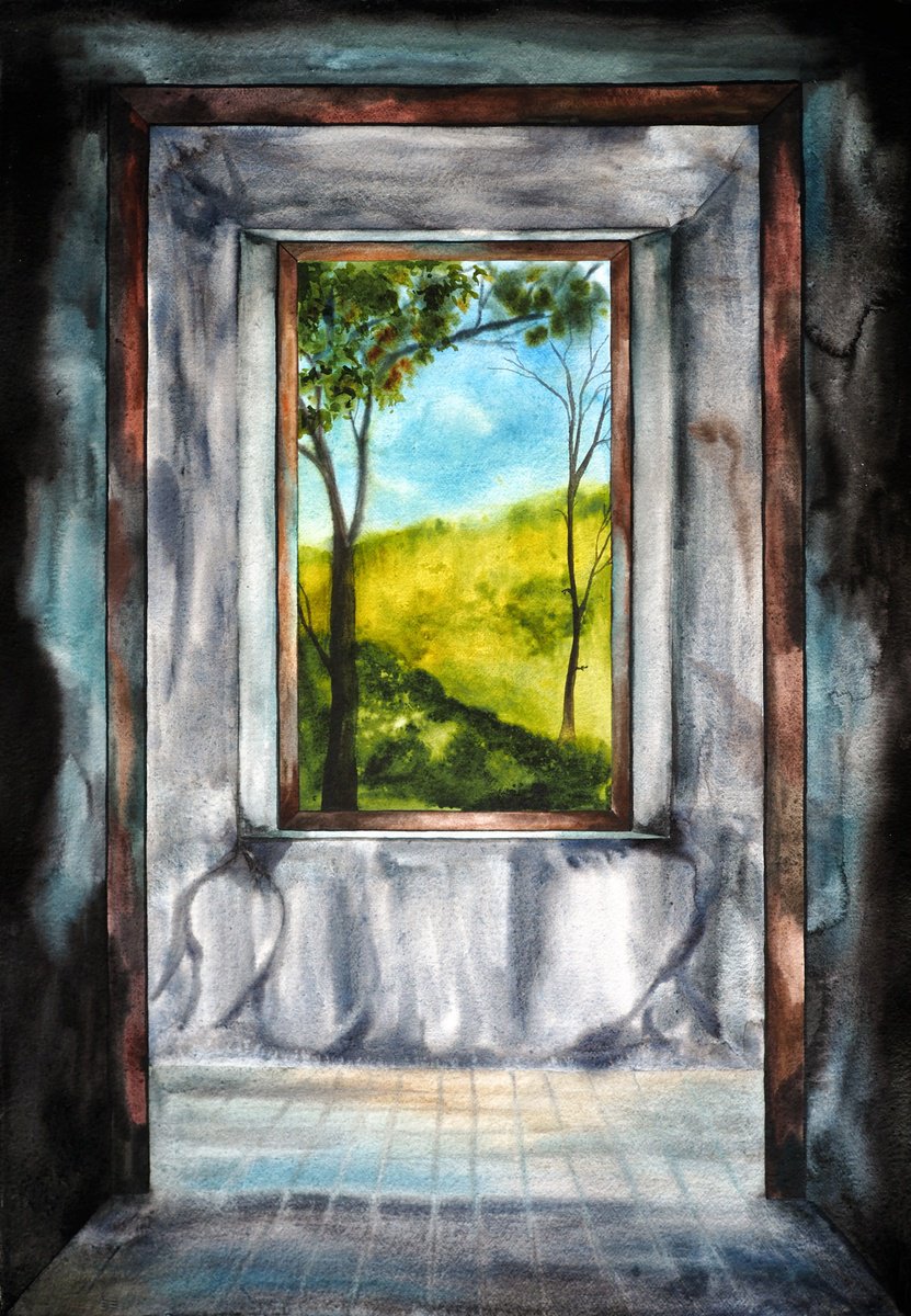 Impressionistic Cityscapes Watercolour By Delnara El, 29 X 41, Take A Step, Original Artwork