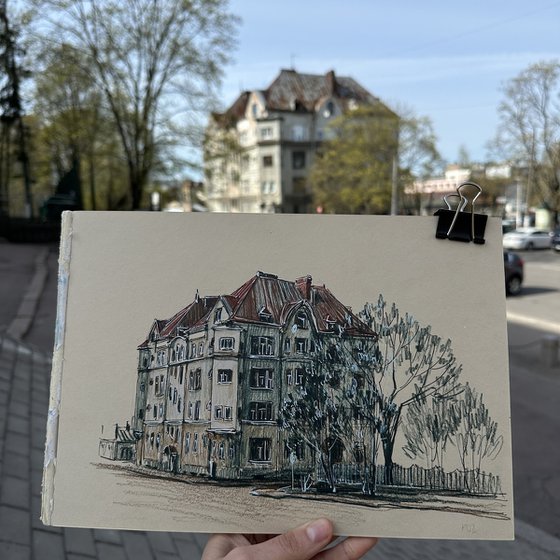 Vyborg street view - early 20th century building