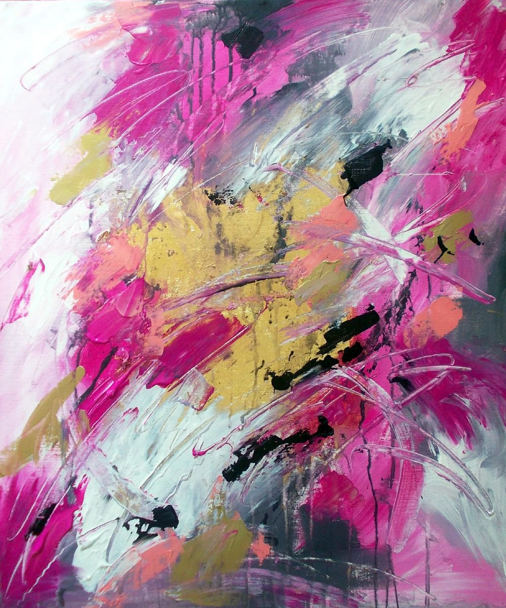 Pink Mellody -Abstract Acrylic Painting on Canvas- Abstract Painting by Antigoni Tziora