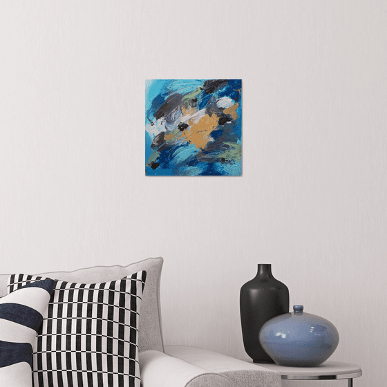 Blue thunder-Abstract Acrylic Painting on Canvas-Small Abstract Painting