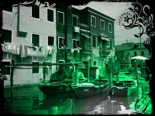 Venice sister town Chioggia in Italy - 60x80x4cm print on canvas 00841m1 READY to HANG by Kuebler