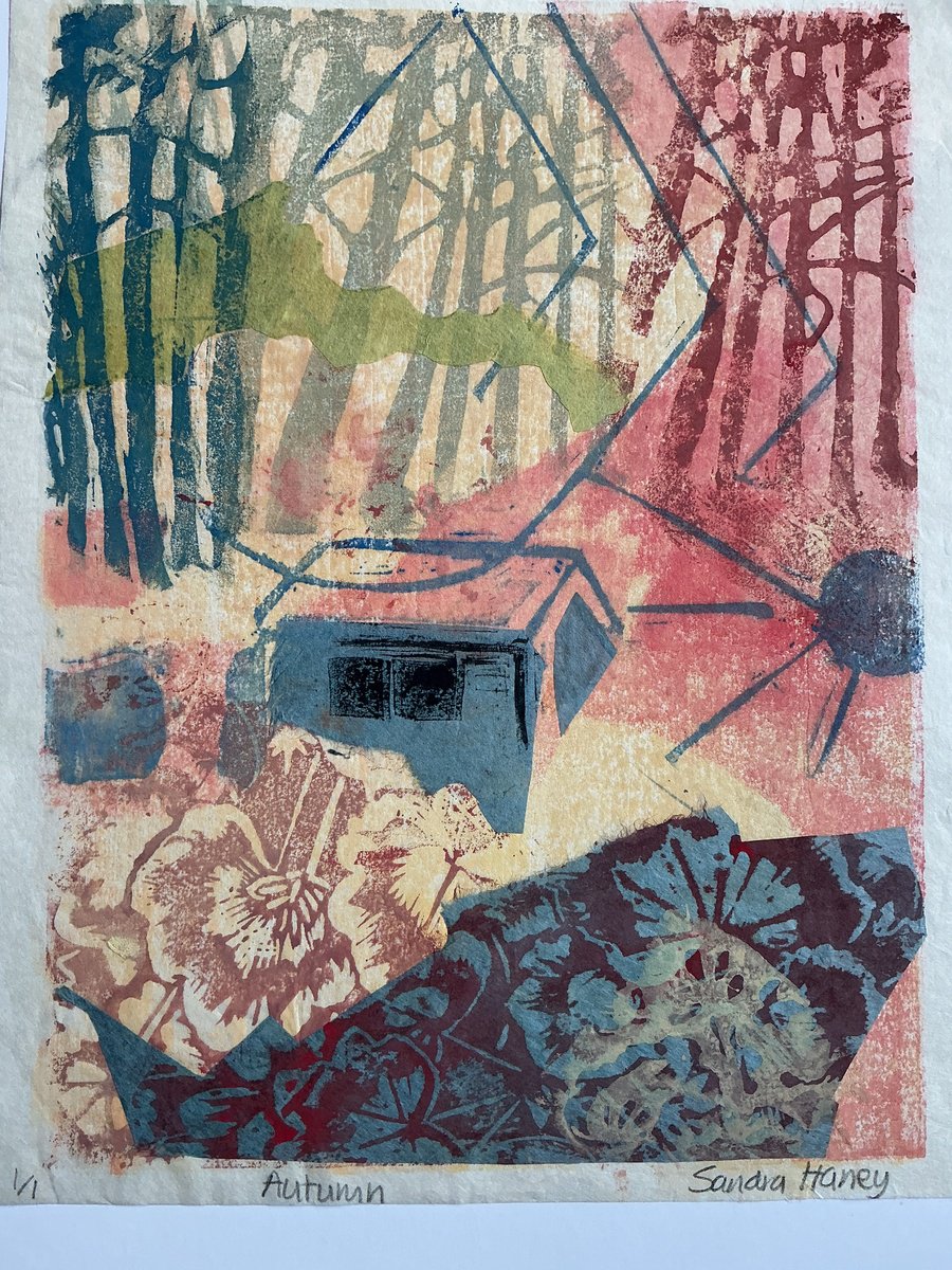 Abstract Landscape Limited Edition Print By Sandra Haney, 10 X 13", Autumn, Original Artwork