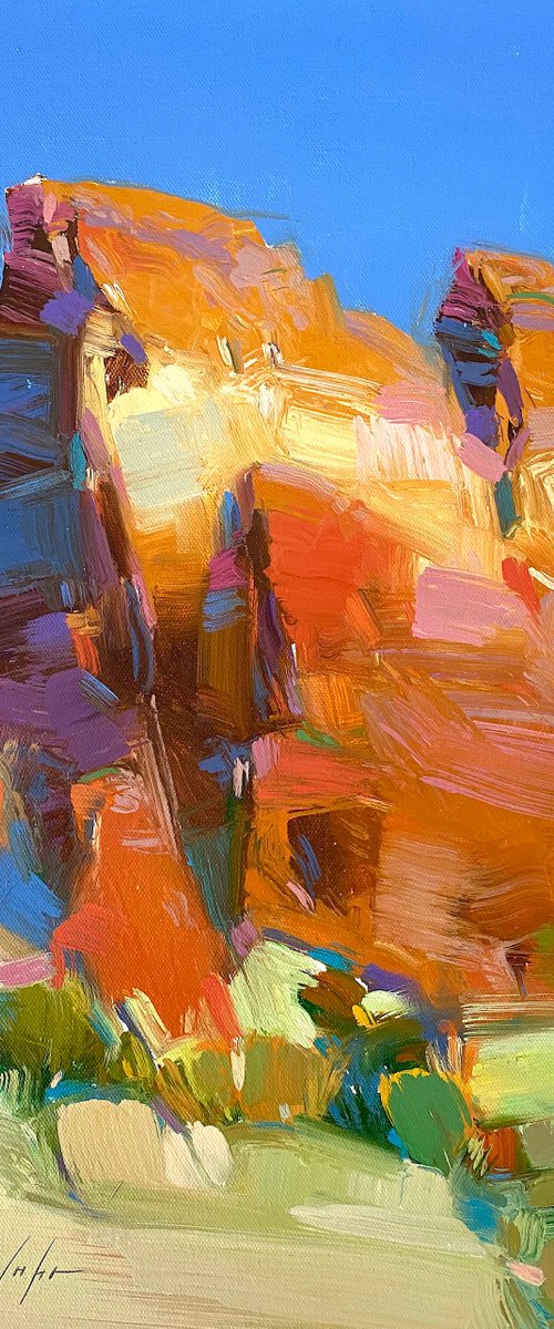Sedona Cliff, Original oil painting, Handmade artwork, One of a kind by Vahe Yeremyan