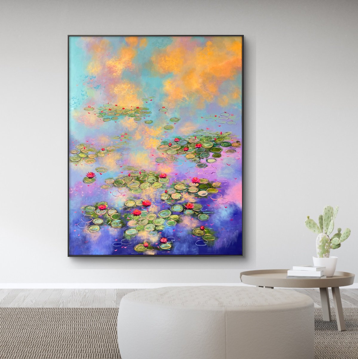Impressionistic Landscape Acrylic Painting By Amita Dand, 48 X 60, The Celestial Tapestry, Original Artwork