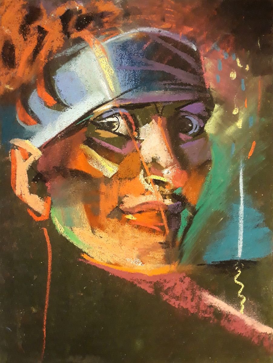 Photorealistic Portrait Pastel Drawing By Yuri Zelonuy, 12 X 16", Stranger 33, Original Artwork