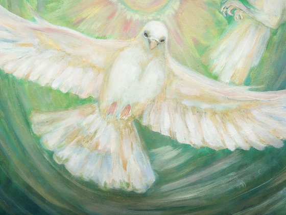 Doves - original birds-doves oil art painting on stretched canvas