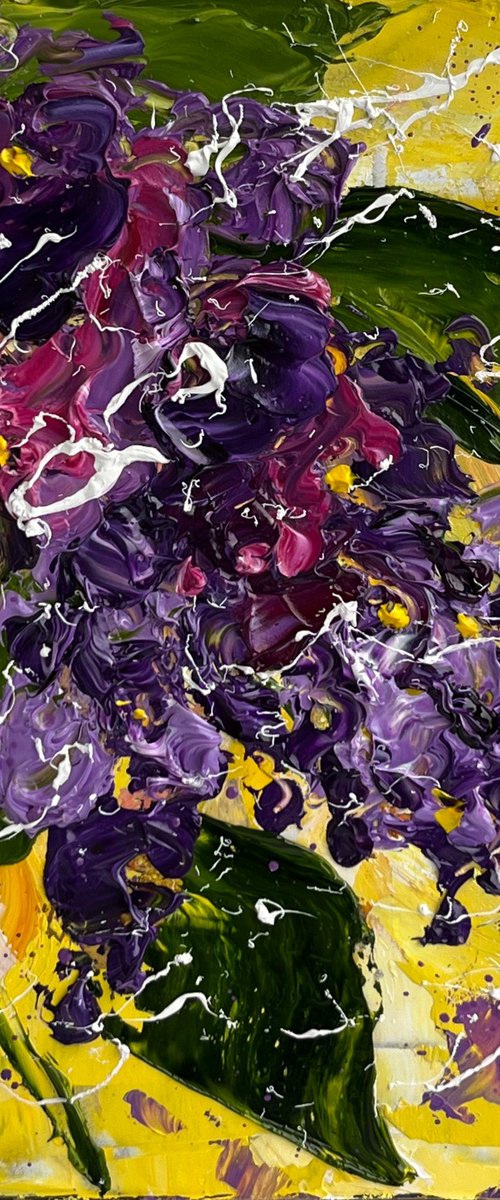 Lilac original oil impasto painting by Halyna Kirichenko