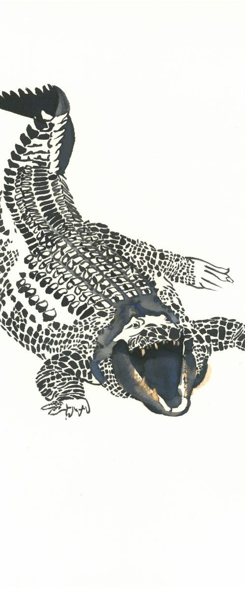 Crocodile I Animal Drawing by Ricardo Machado