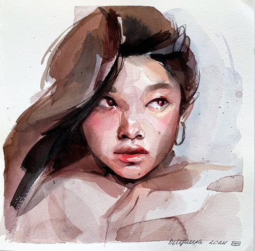 Portrait in watercolor by Belyaeva Oleksandra