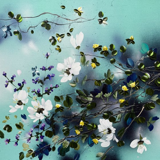 Golden Buds in Turquoise Air