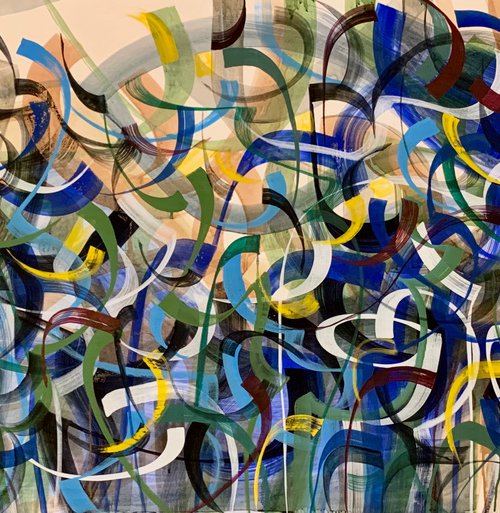 Untitled  Abstract ink acrylic painting on paper by Ulugbek Doschanov