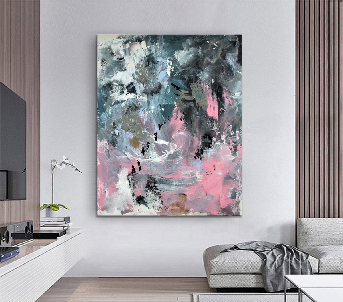 Abstract Oil Painting By Hugh Abernethy, 47 X 59, Wwwex, Original Artwork