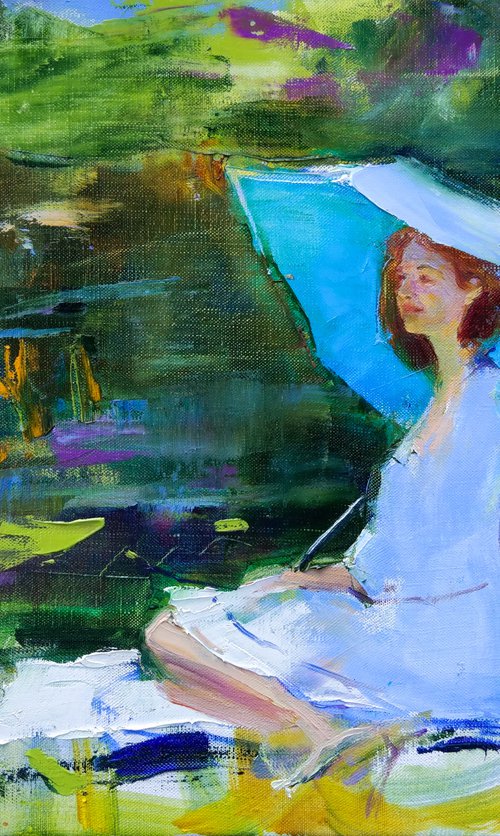 Summer day Girl with umbrella by Helen Shukina