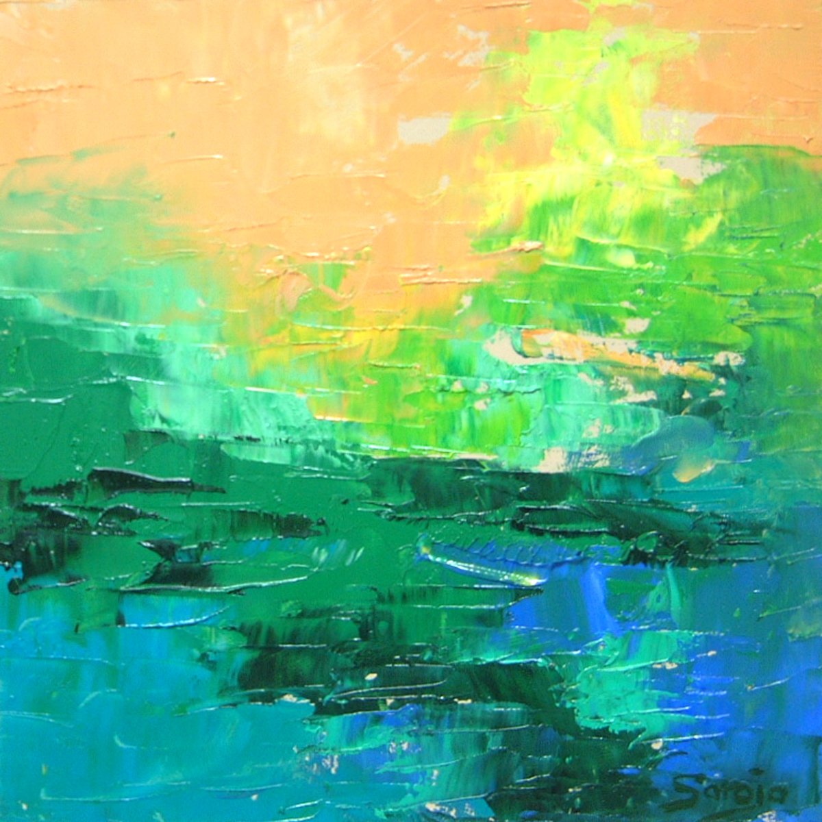 Green (Ref#:1114-19Q) By Saroja Van Der Stegen, 9 X 9, Artwork For Sale On Artfinder
