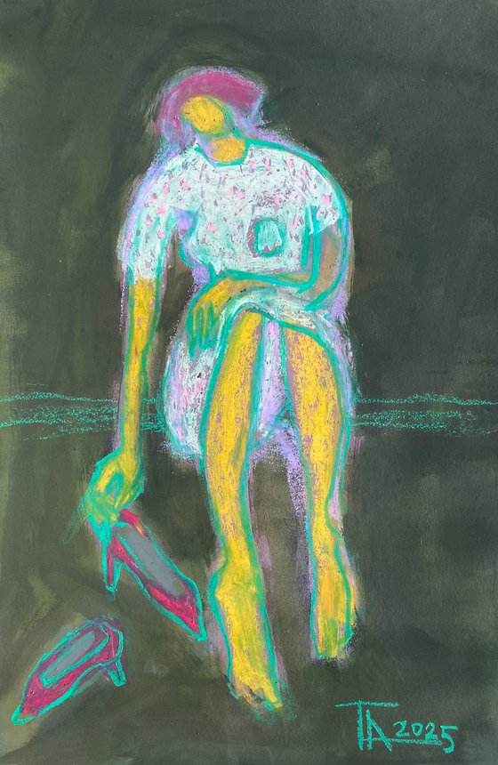 Woman with red pumps.