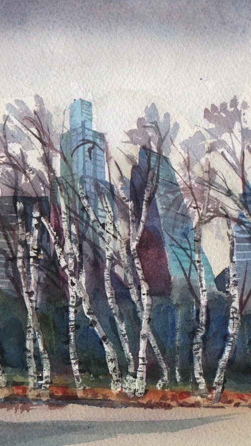 Silver Birches outside Tate Modern by Catherine Evans