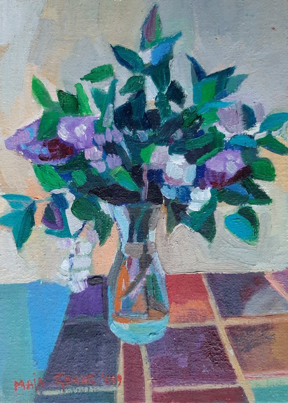 FLOWER LILAC, miniature 11x16 cm