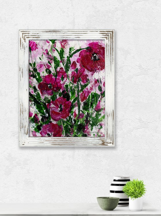 Floral Melody 5 - Framed Floral Painting by Kathy Morton Stanion