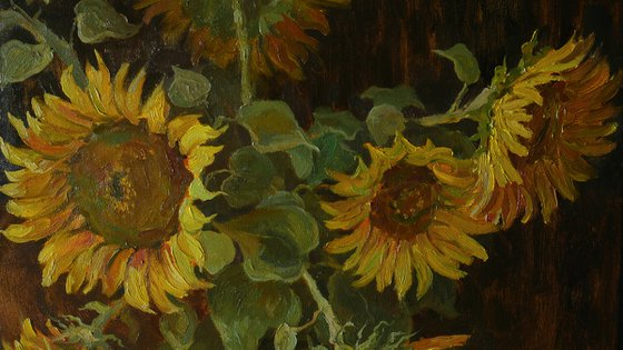 Sunflowers - sunflower still life painting