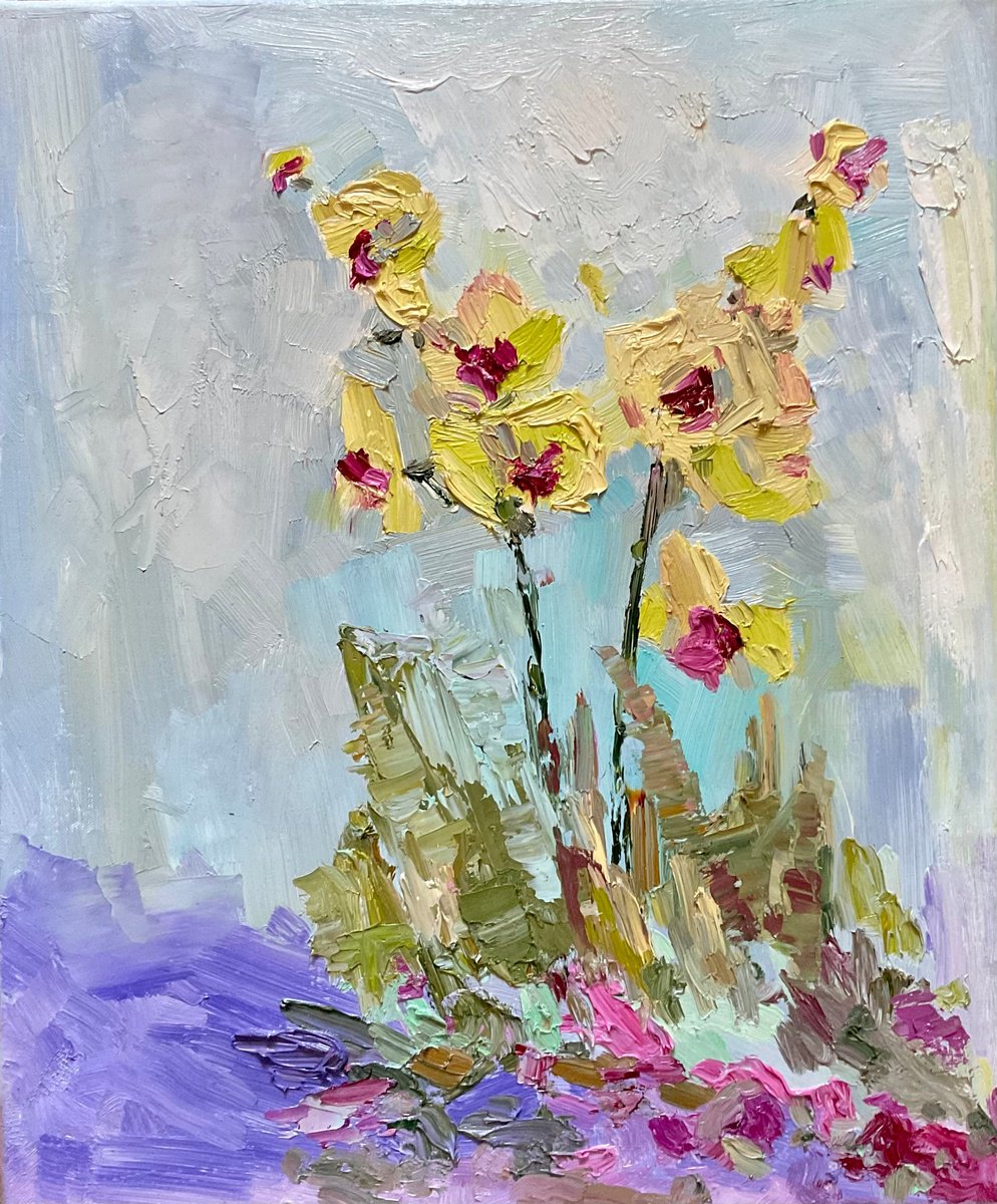 Impressionistic Still Life Oil Painting By Vera Klimova, 20 X 24", Flowering, Original Artwork
