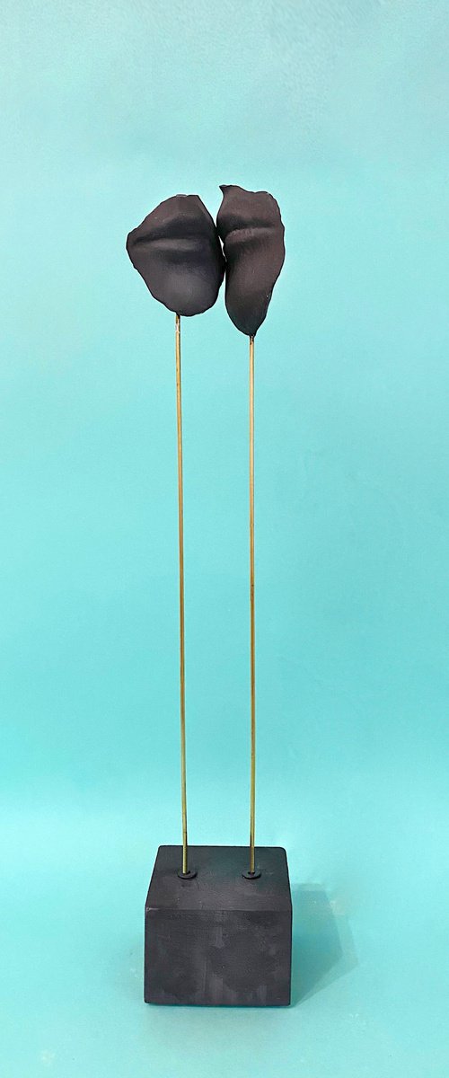 Sculpture Anthracite 35Х6,5 cm - gold particles original oil painting landscape gift modern urban art office art decor home decor gift idea by Elena Troyanskaya