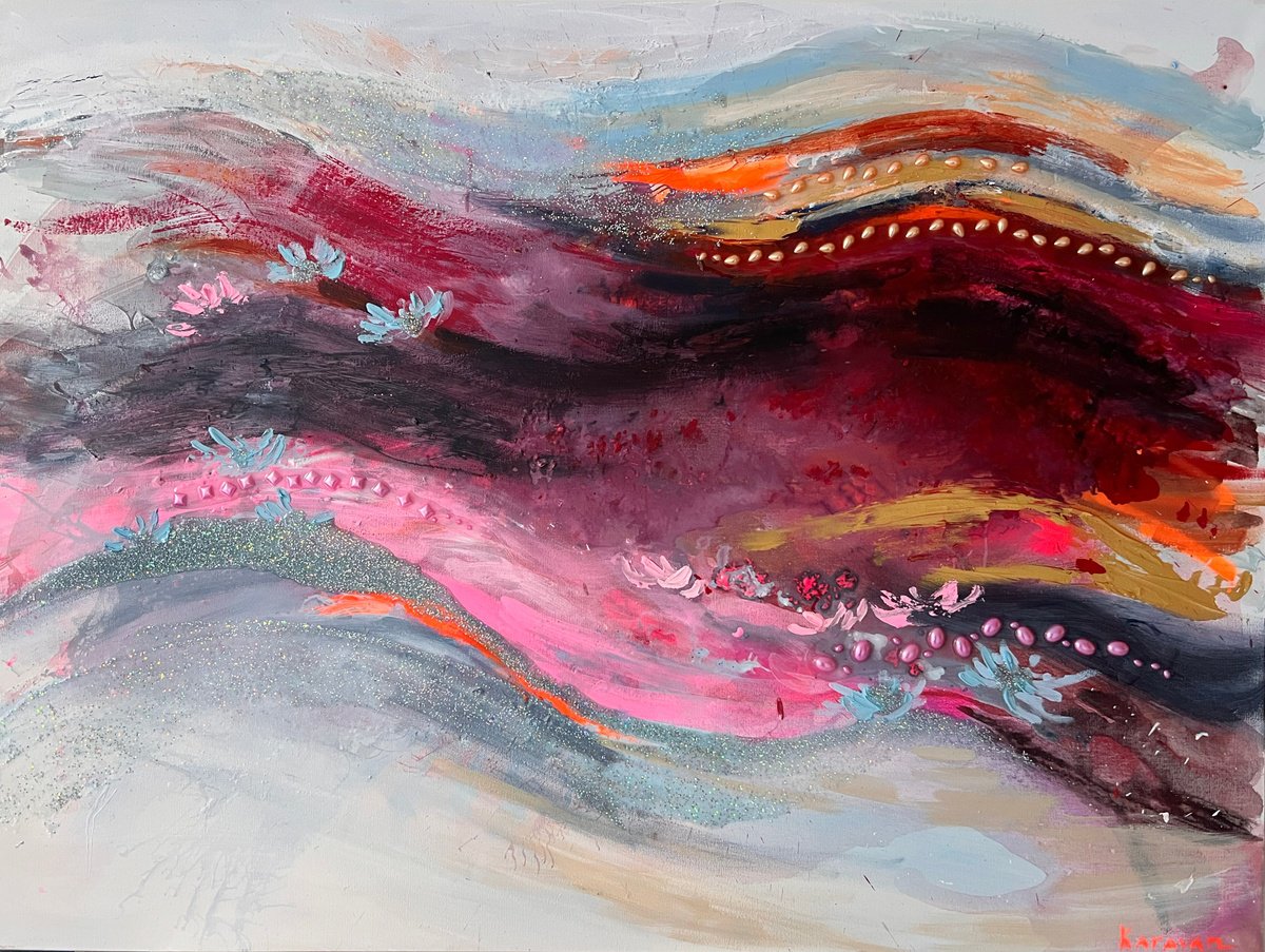 Crimson Horizon By Nataliia Karavan, 40 X 30, Artwork For Sale On Artfinder