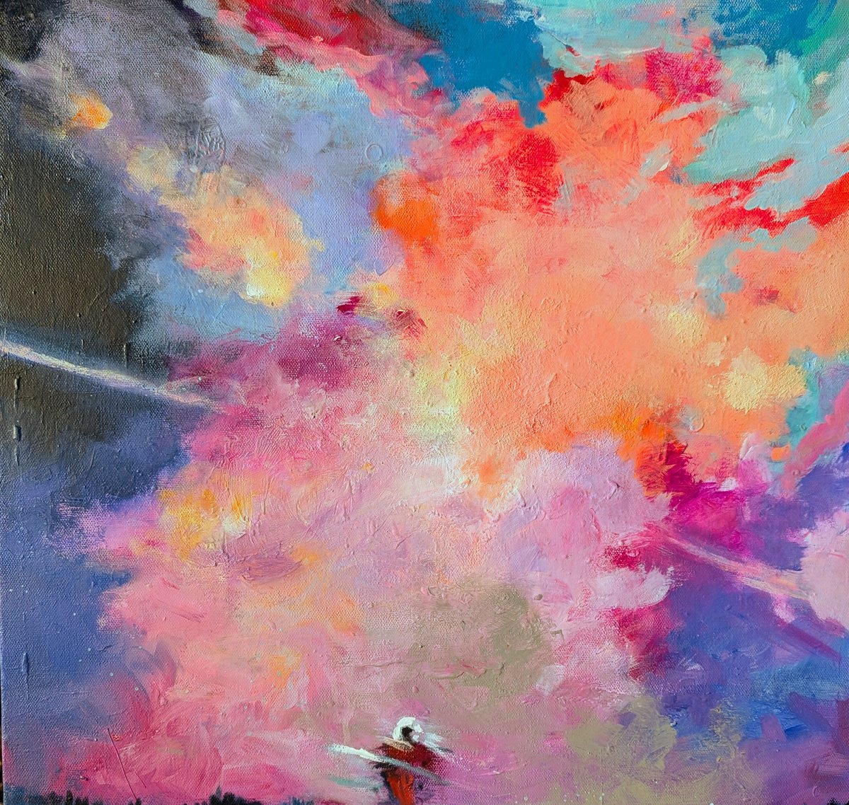 Impressionistic Landscape Acrylic Painting By Kerri Mccabe, 20 X 20", Wind Walker., Original Artwork